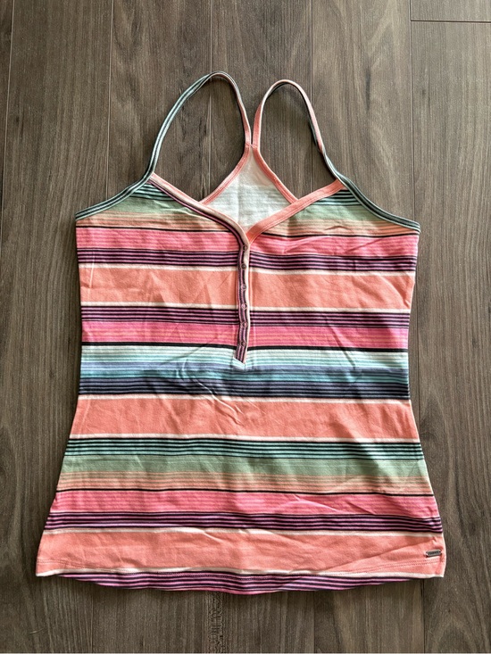 Garage Tops - Y2K Garage Pink Coral Striped Henley Tank